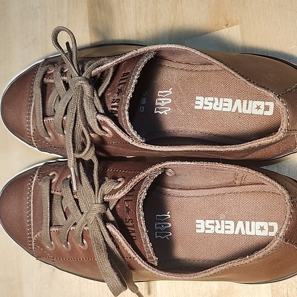 CONVERSE ALL* STAR Women’s Brown Leather Lace-Up Sneakers Shoes Size 7 US - Picture 5 of 9